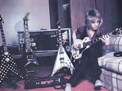 Randy Rhoads with his guitars